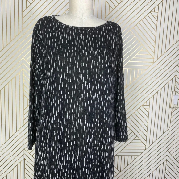Clara Sun‎ Woo Black Brushstroke Printed Knit Tunic Dress Size US Medium - Picture 2 of 8